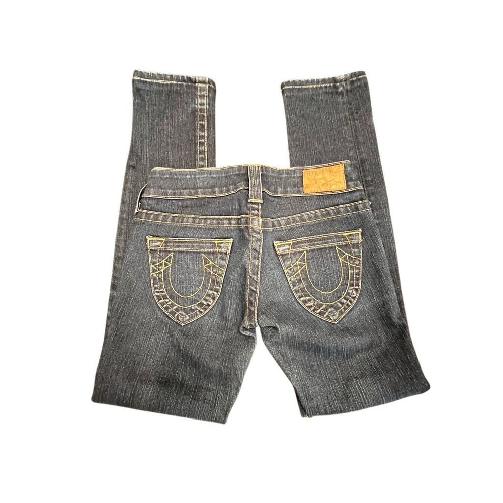 True Religion Women's Stretch Slim Fit Skinny Jeans Blue Denim Dark Wash Size 24 - Picture 2 of 5
